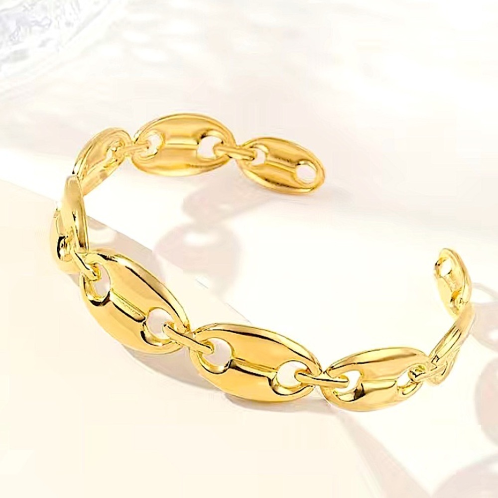 Gold Coffee Bean Mariner Cuff Bracelet - Picture 2 of 5